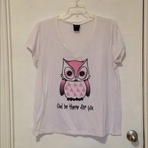 "Owl Be There For You" sheer white tshirt